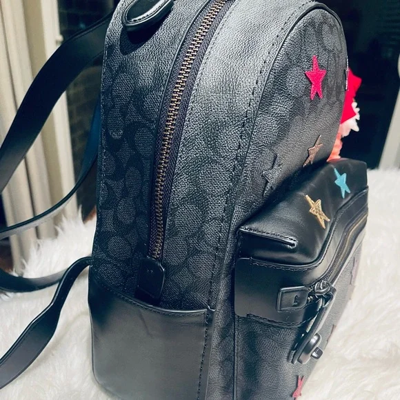 Coach Campus Backpack In Signature Canvas With Star Applique & Snakeskin Detail - Picture 7 of 16